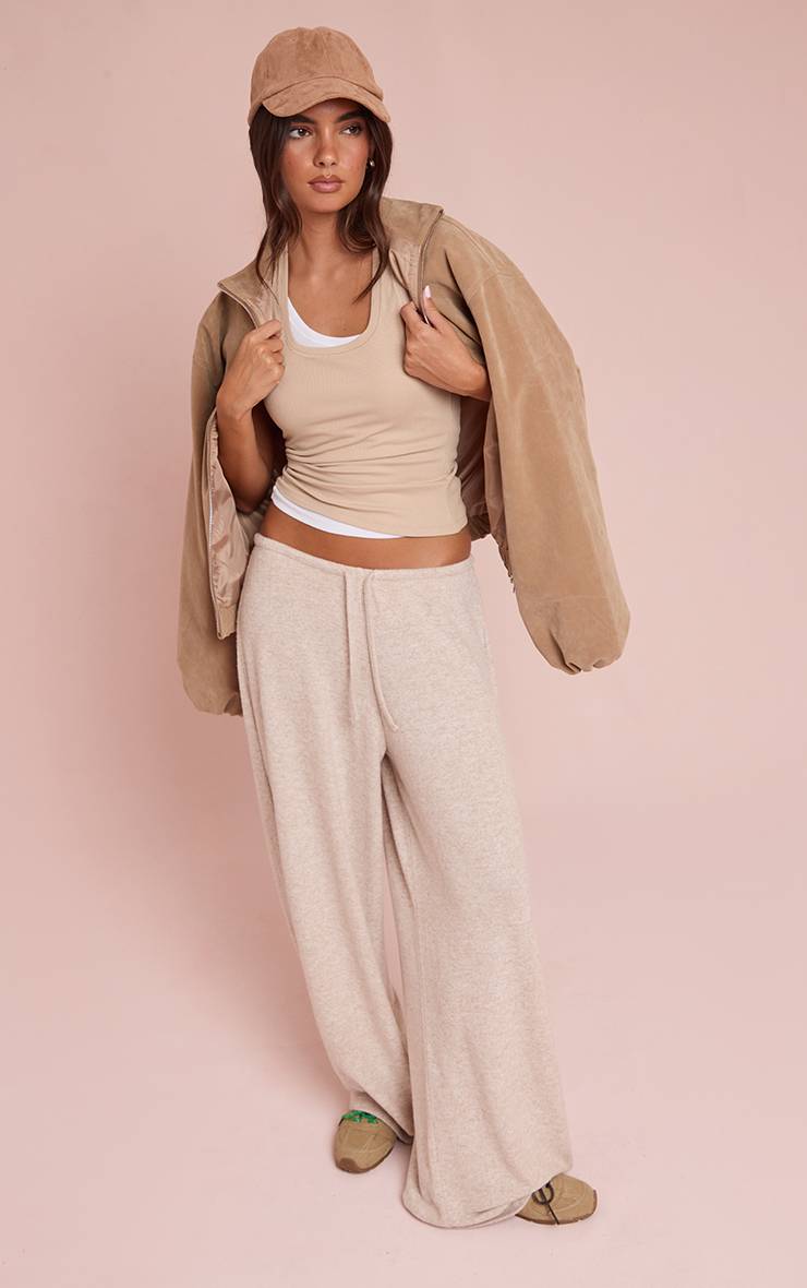 Sable Pantalon En Maille Douce Chiné Avec Cordon De Serrage