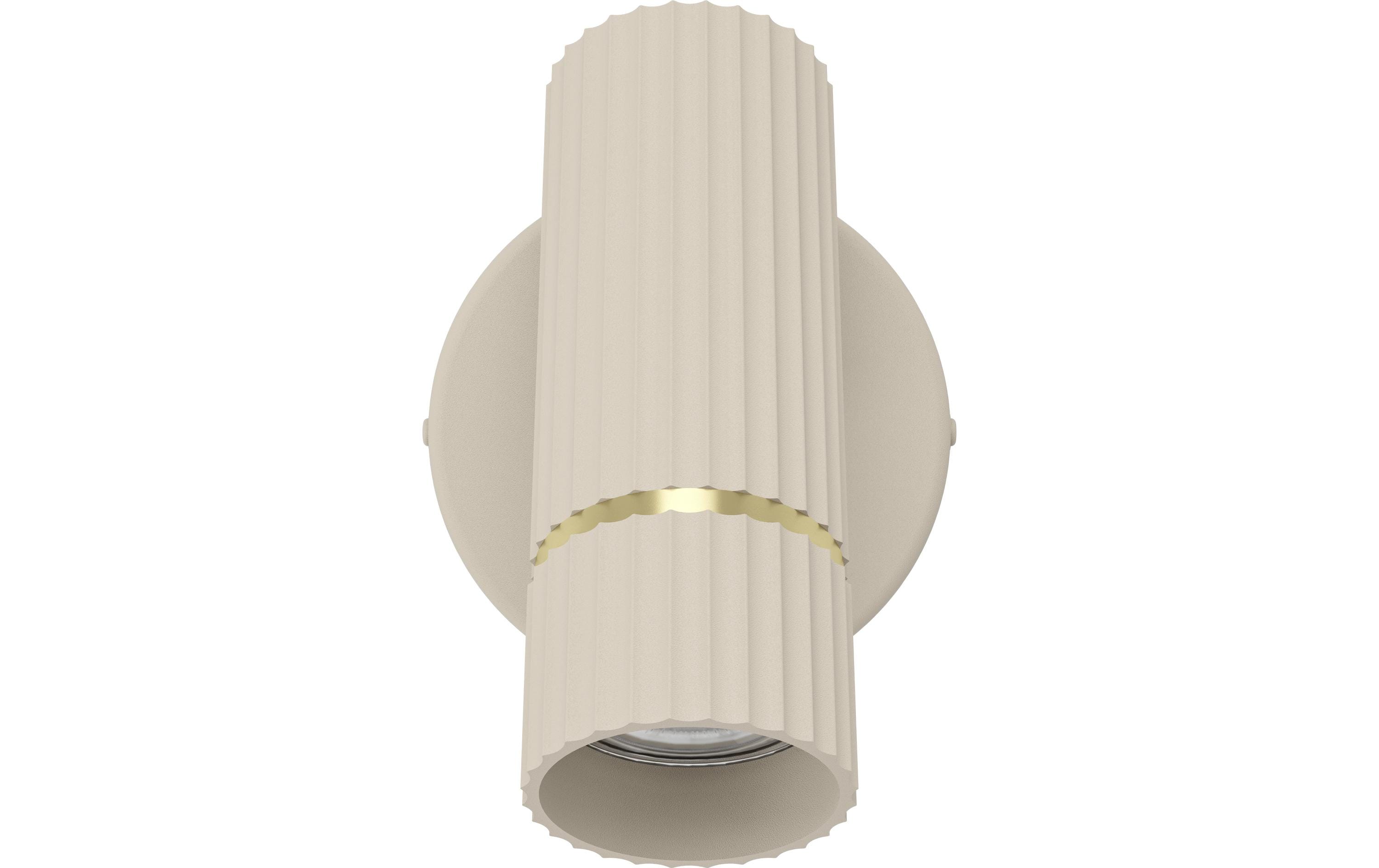 Wandleuchte CAMINIA GU10 1 x 4.7WLED Wandleuchte mit GU10-Fassung und Wippschalter, sandfarben mit Messingakzenten