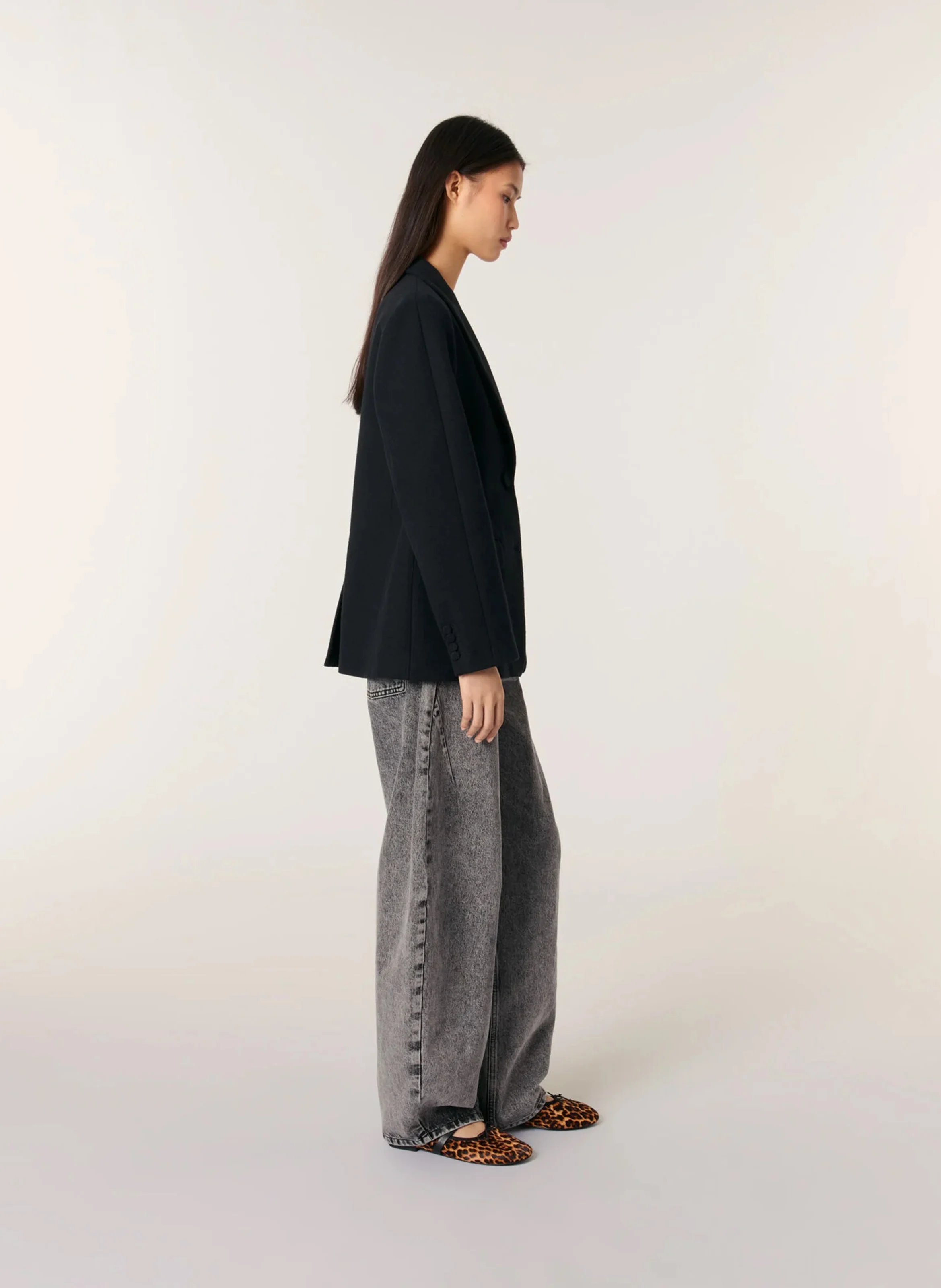 Veste de tailleur cintrée en coton mélangé | Noir