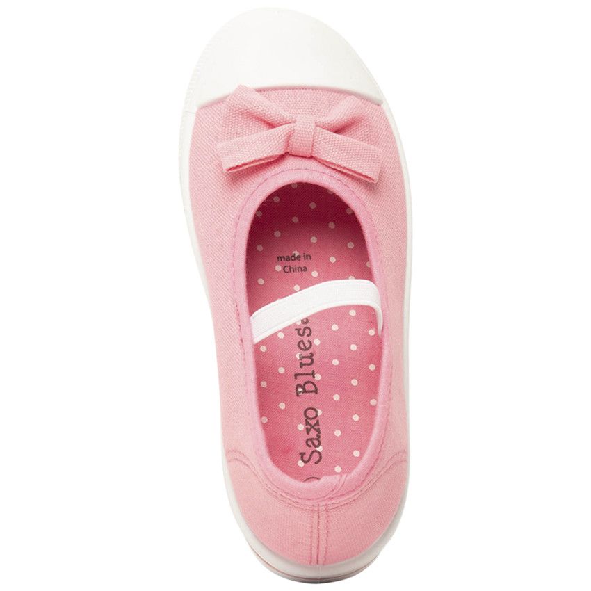 Babies roses en toile avec nœud et lanière élastiquée pour fille - Multicolore