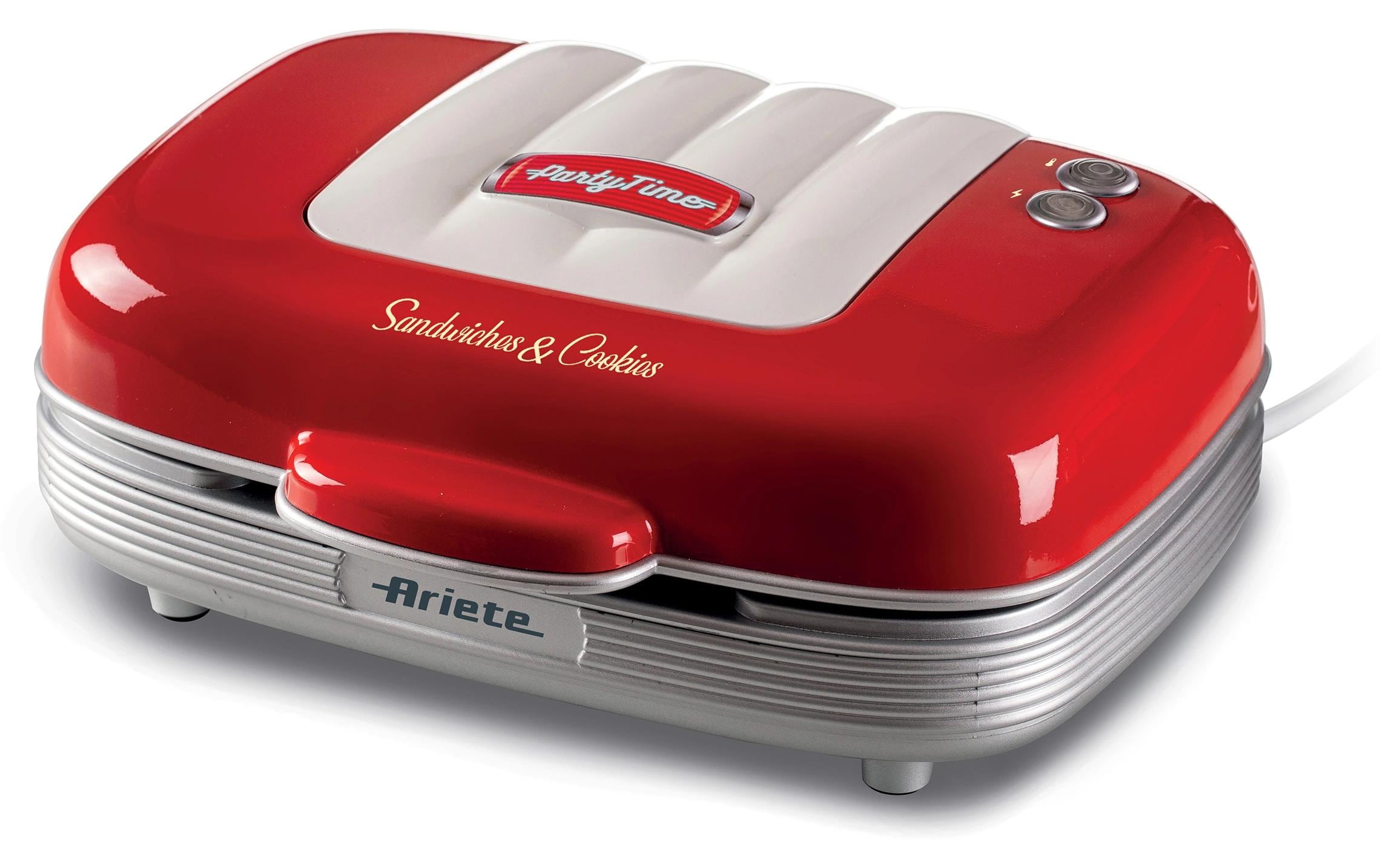 Multifunktionsgrill Party Time ARI-1972-RD 700 W, Rot/WeissSandwich- und Keksmaschine