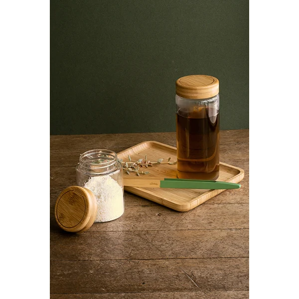 Bocal en verre avec couvercle en bambou 450 ml Pebbly
