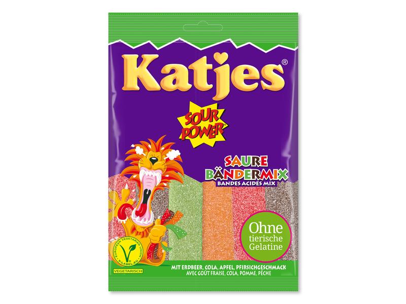 Katjes Sour Power Bänder Mix 200 g Lange Gummibonbons mit saurem Geschmack