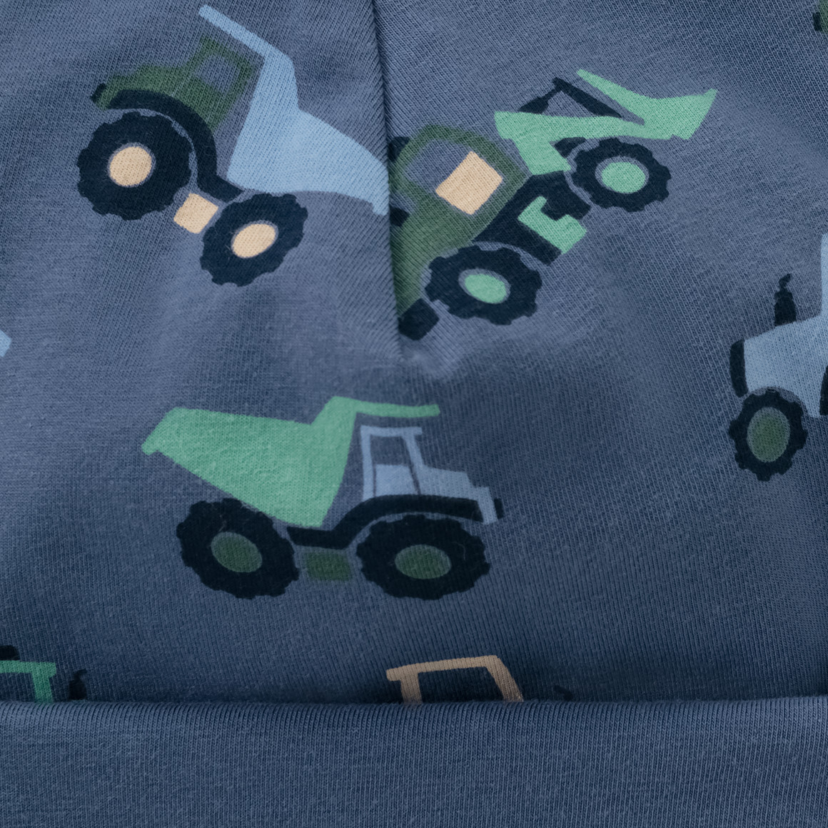Topomini Baby Mütze mit Fahrzeug-Motiven blau