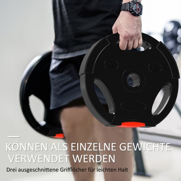 Sett med 4 manualvekter, 2 x 5 kg/7,5 kg vekter, vektplatesett, vektskiver for 2,5 cm hantelstang, Ø 30 mm boring, svart