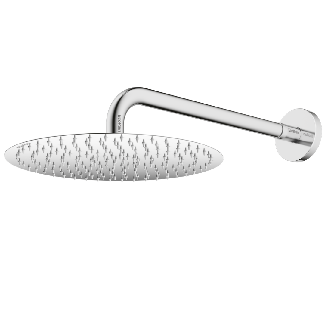 EcoRain Waterbesparende Regendouchekop Tyler 30 cm Chroom met Douchearm - 30% Waterbesparing - Waterbesparende Douchekop - Ronde Regendouchekop - Universeel - Verbrandingsbestendige Douchekop