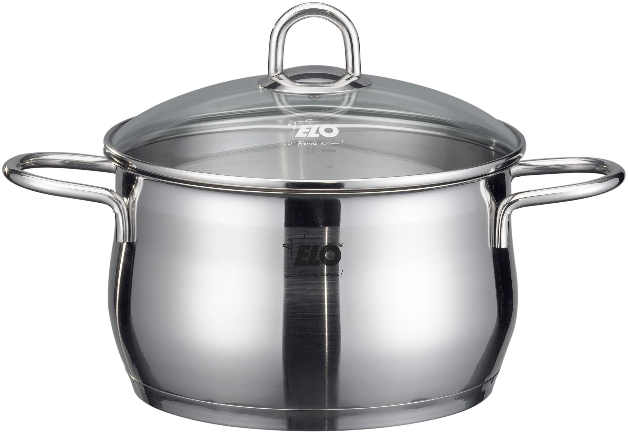 Elo Topf-Set »Platin« Set, 1 Bratentopf 20 cm, je 1 Fleischtopf 16/20/24 cm, 1 Kasserolle 16 cm, 9 Stk. tlg. Edelstahl 18/10