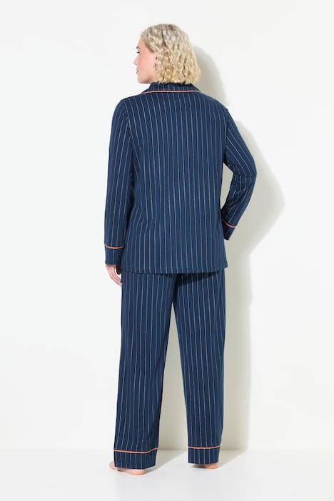 Pyjama, Streifen, Glitzer-Piping, Reverskragen, Langarm