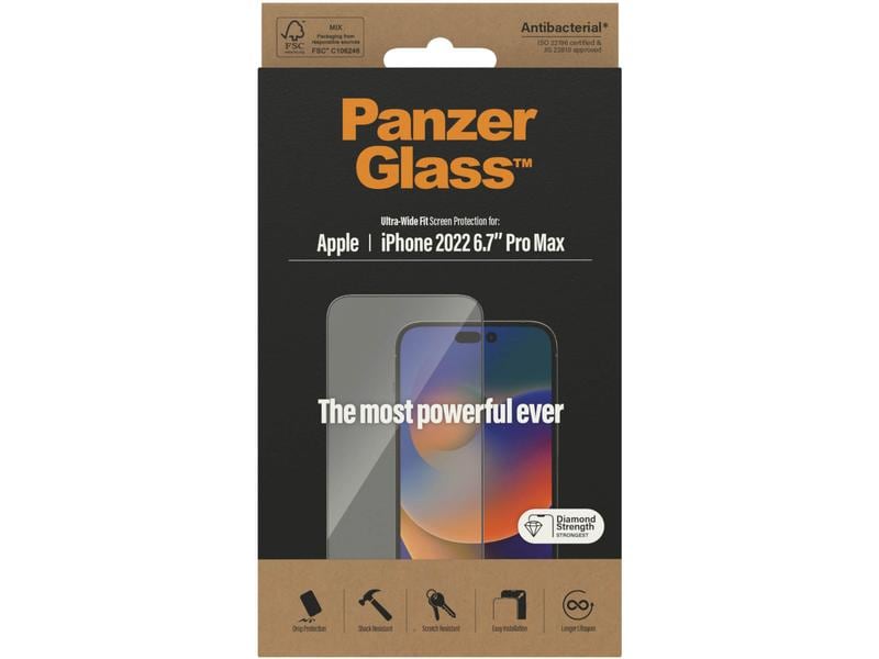 Panzerglass Displayschutz Ultra Wide Fit iPhone 14 Pro Max Display-Schutzfolie für das Apple iPhone 14 Pro Max