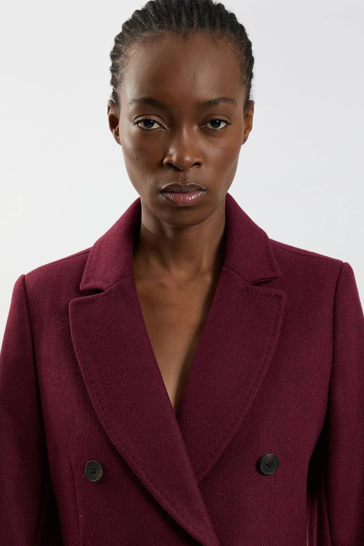 KarenMillen Manteau Mi-long Ajusté Croisé En Laine Petite Taille