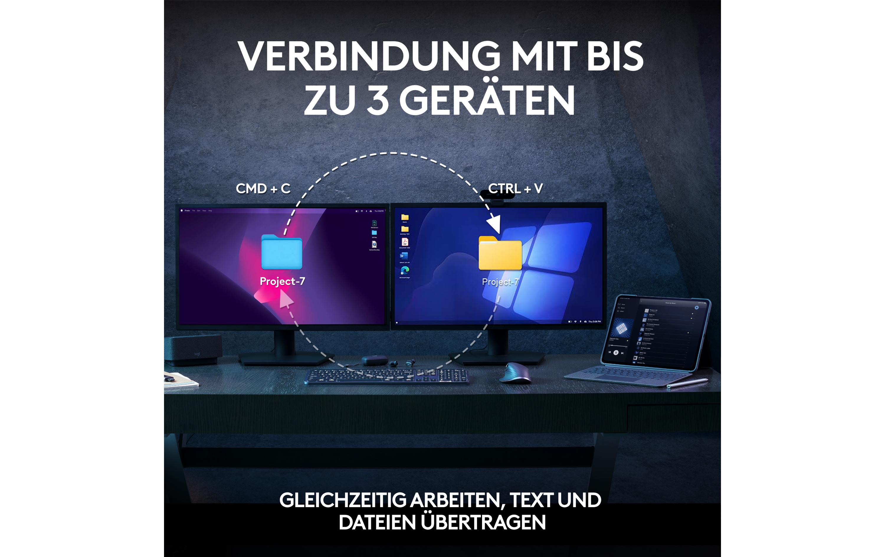 Tastatur-Maus-Set MX Keys S Combo<br>Komfortables Tastatur- und Maus-Set mit Multi-Device Kopplung und intelligenter Tastaturbeleuchtung