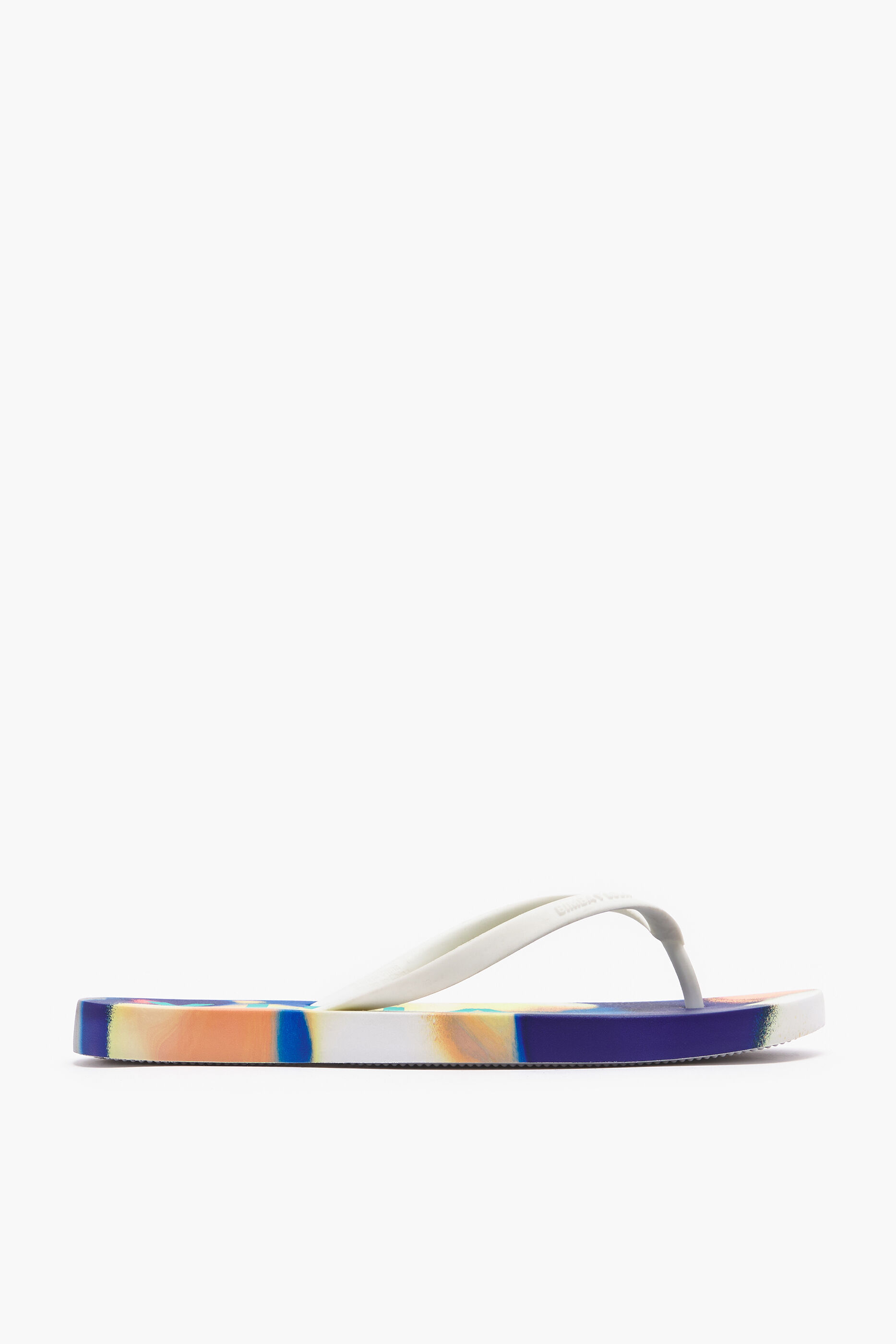 Chinelo de dedo com estampa camuflada branca