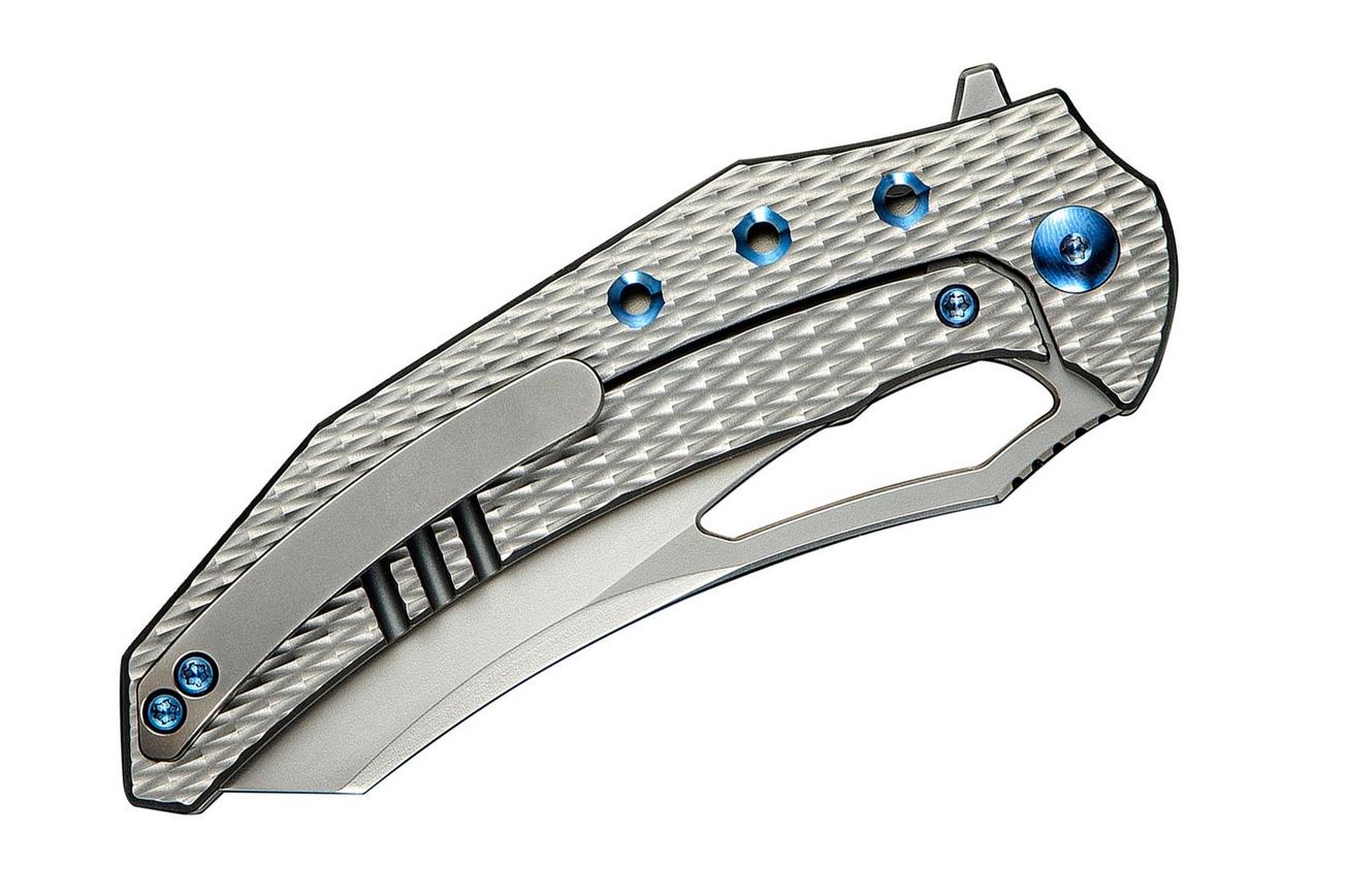 WE Knife Epaulette WE24024-3 Polished Bead Blasted M390 Diamond Patterned Polished Bead Blasted Titanium, zakmes, Gavko Knives design