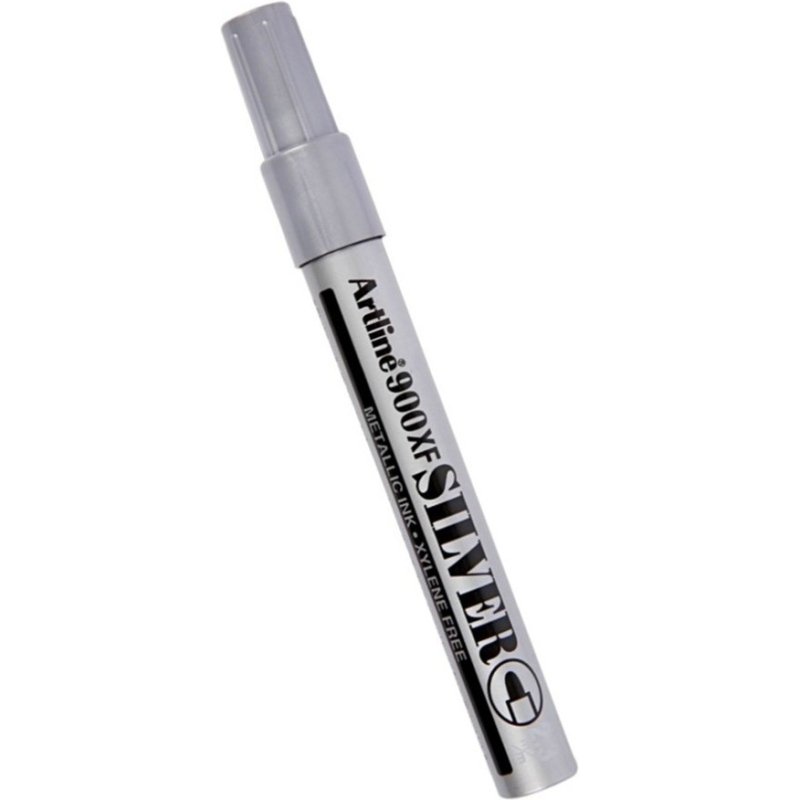 Marqueur artline permanent pointe moyenne conique 2.3mm tous supports corps métal encre pigmentée résiste eau argent