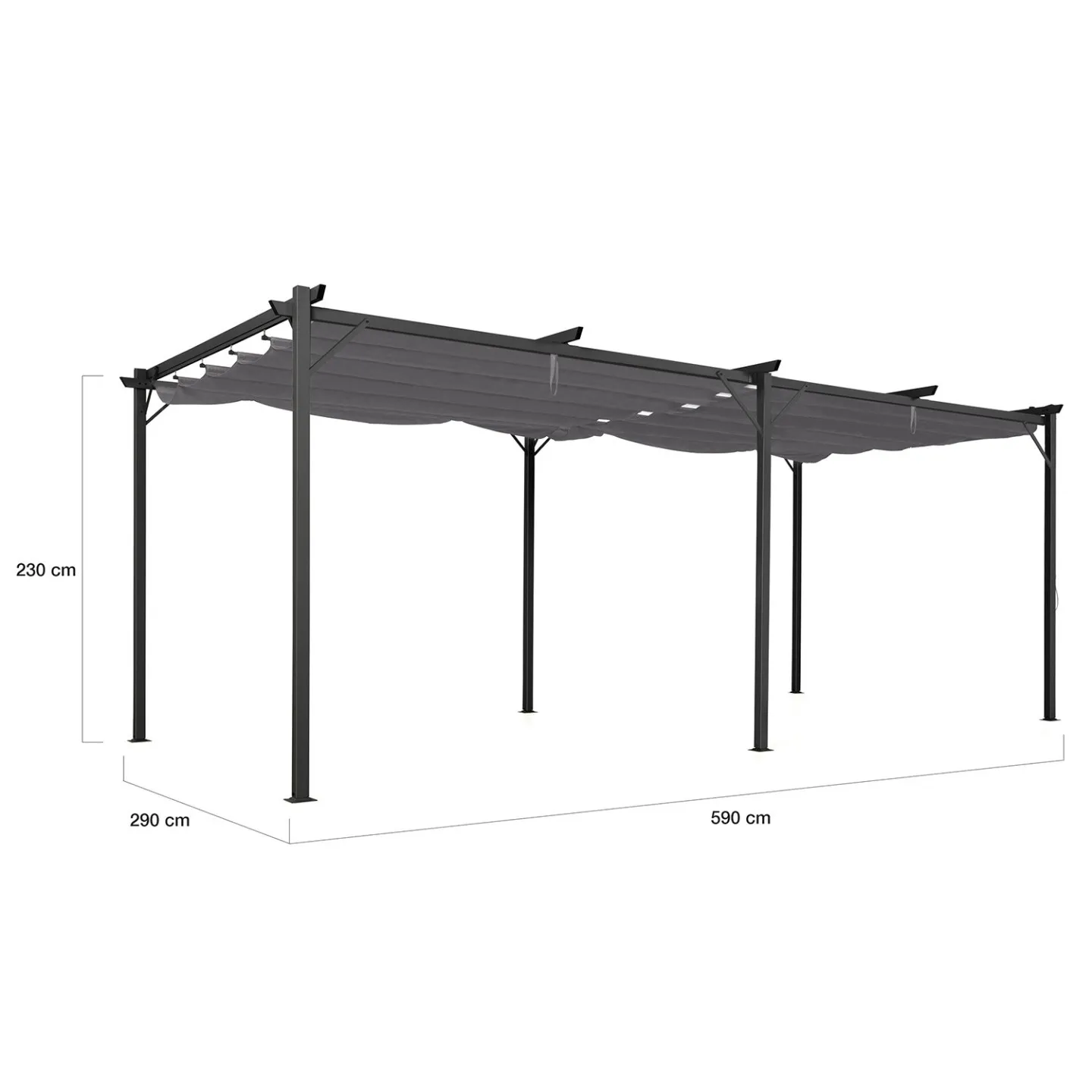 Pergola toit rétractable 6 pieds 3x6 M tonnelle gris anthracite