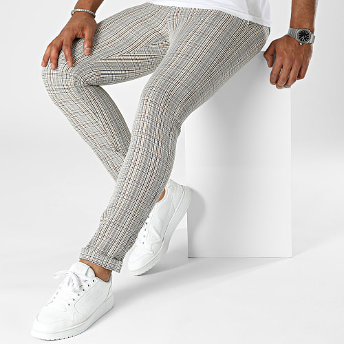 Pantalon A Carreaux Beige