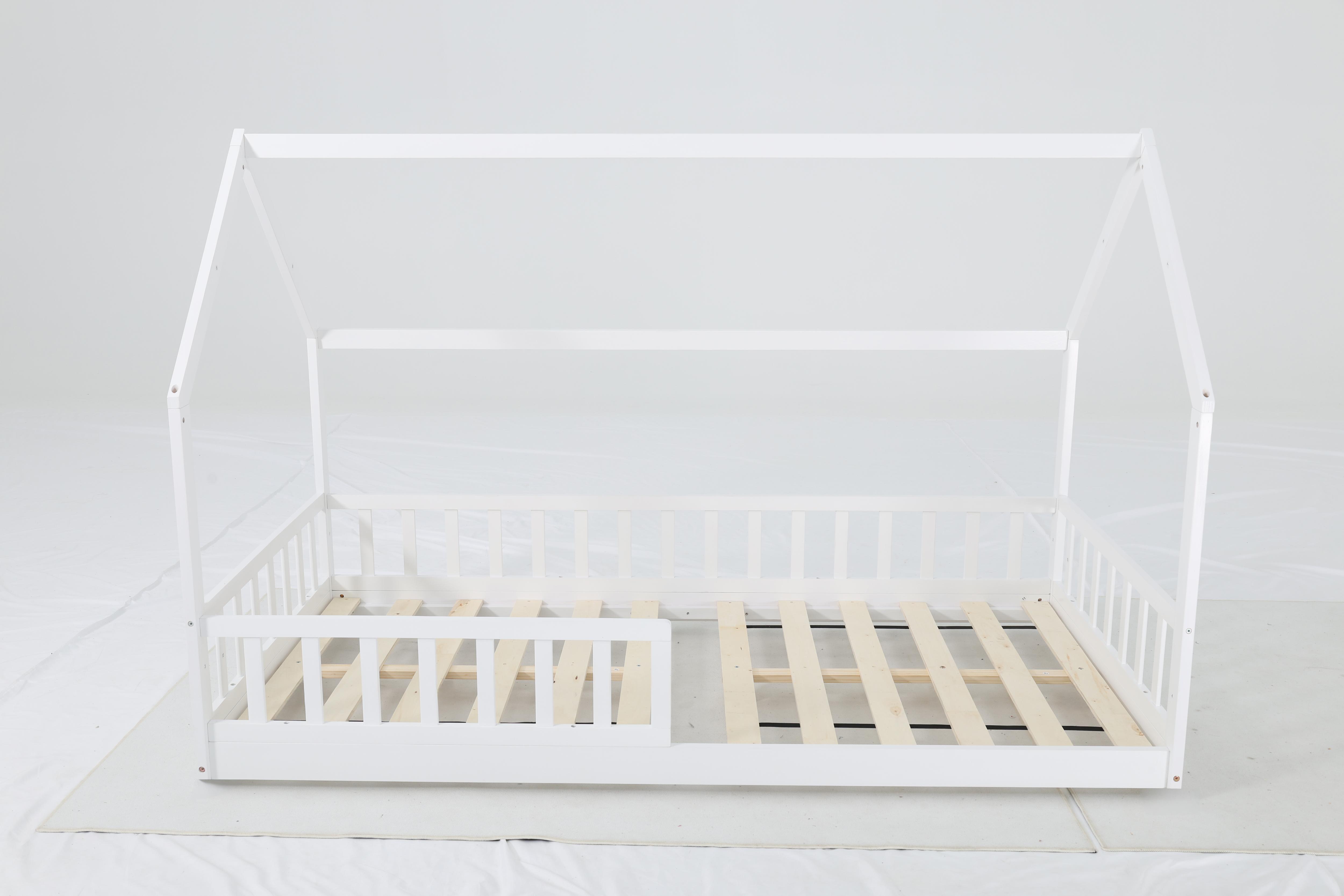 LIT CABANE BLANC BARRIERE 190X90CM