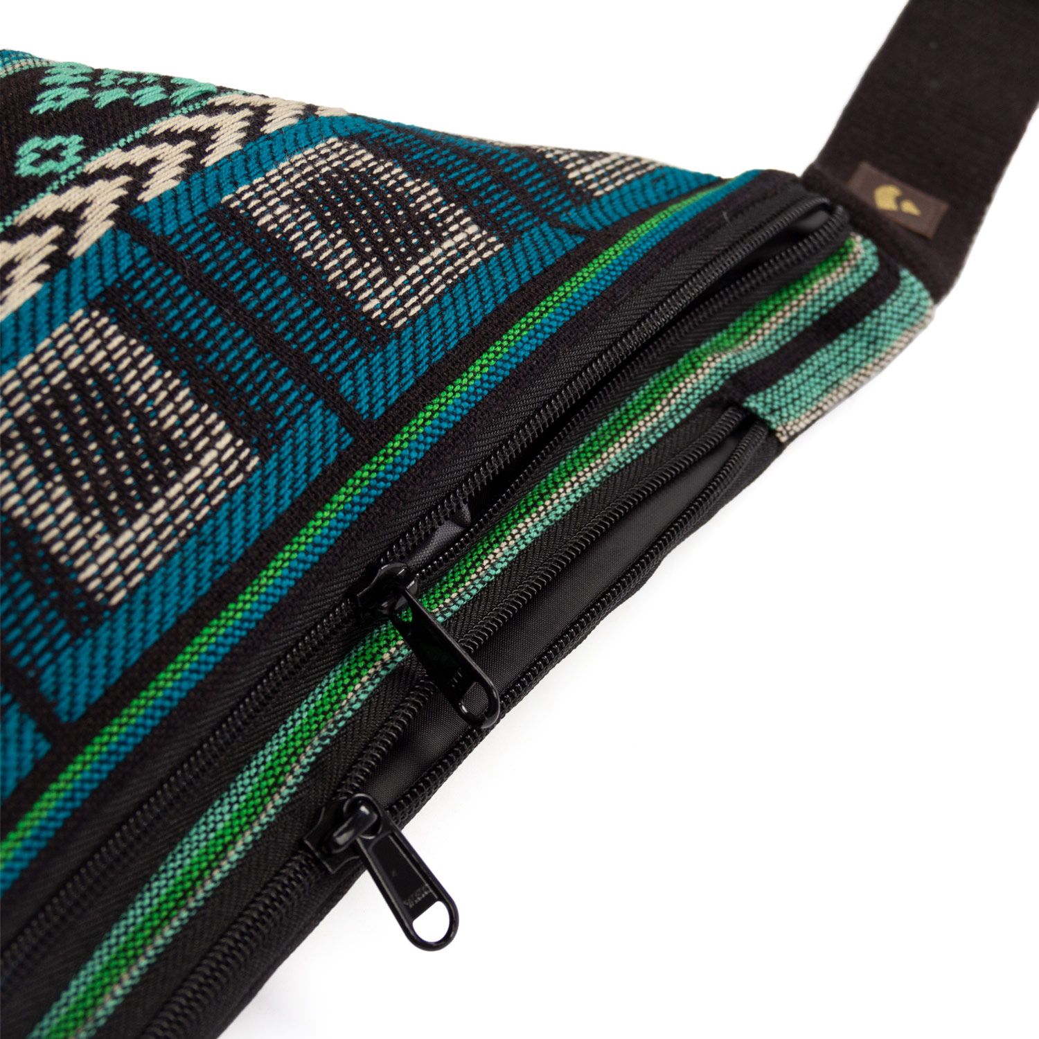 bodhi ETHNO Collection: Bauchtasche Jacquard-Webstoff, schwarz-weiß-grün gemustert, Hip Bag