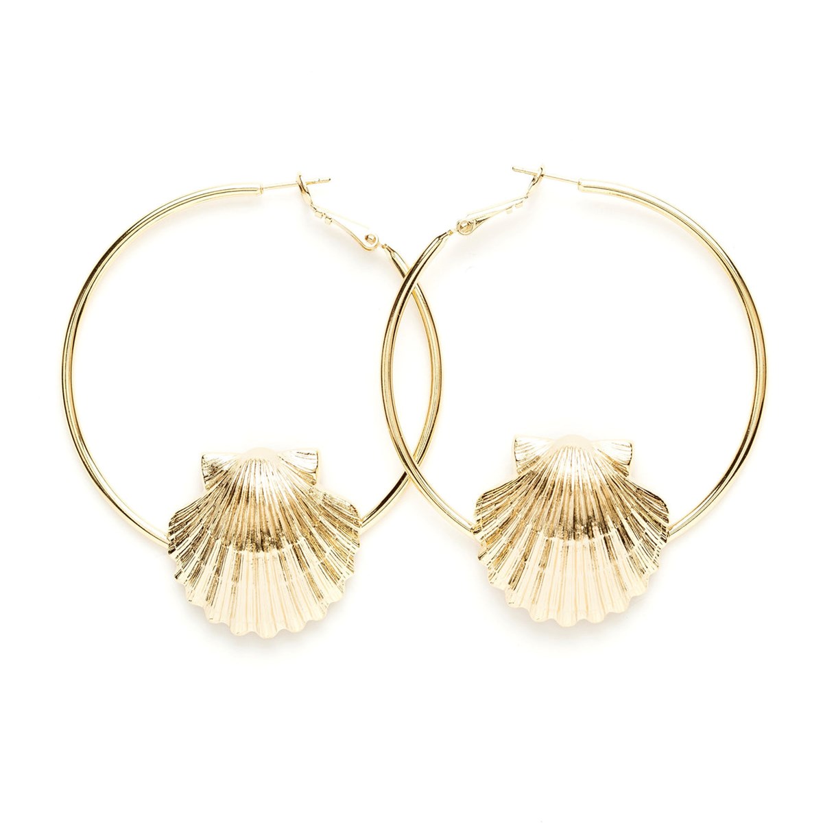 boucles d'oreilles créoles coquillages doré à l'or fin - NÉRÉE