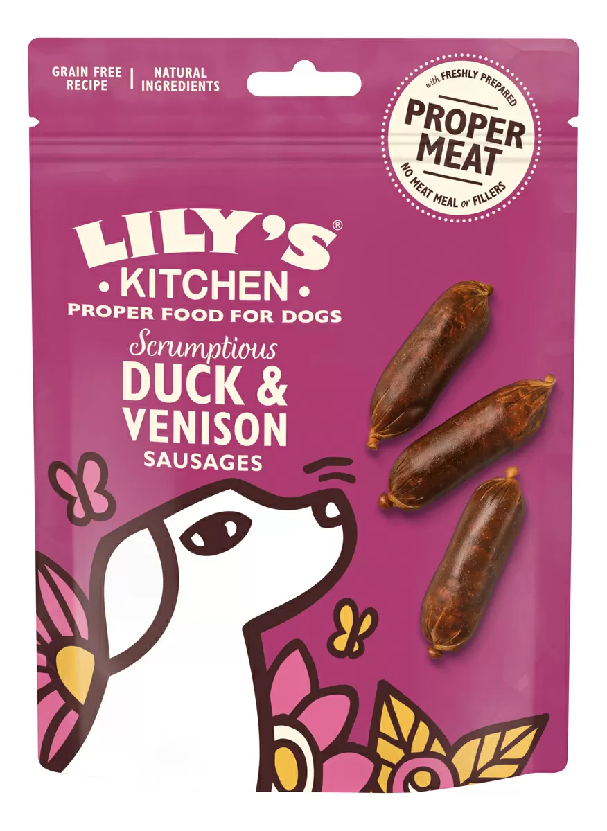 Lily´s Kitchen hundesnack, Duck and Venison Sausages - 70g.