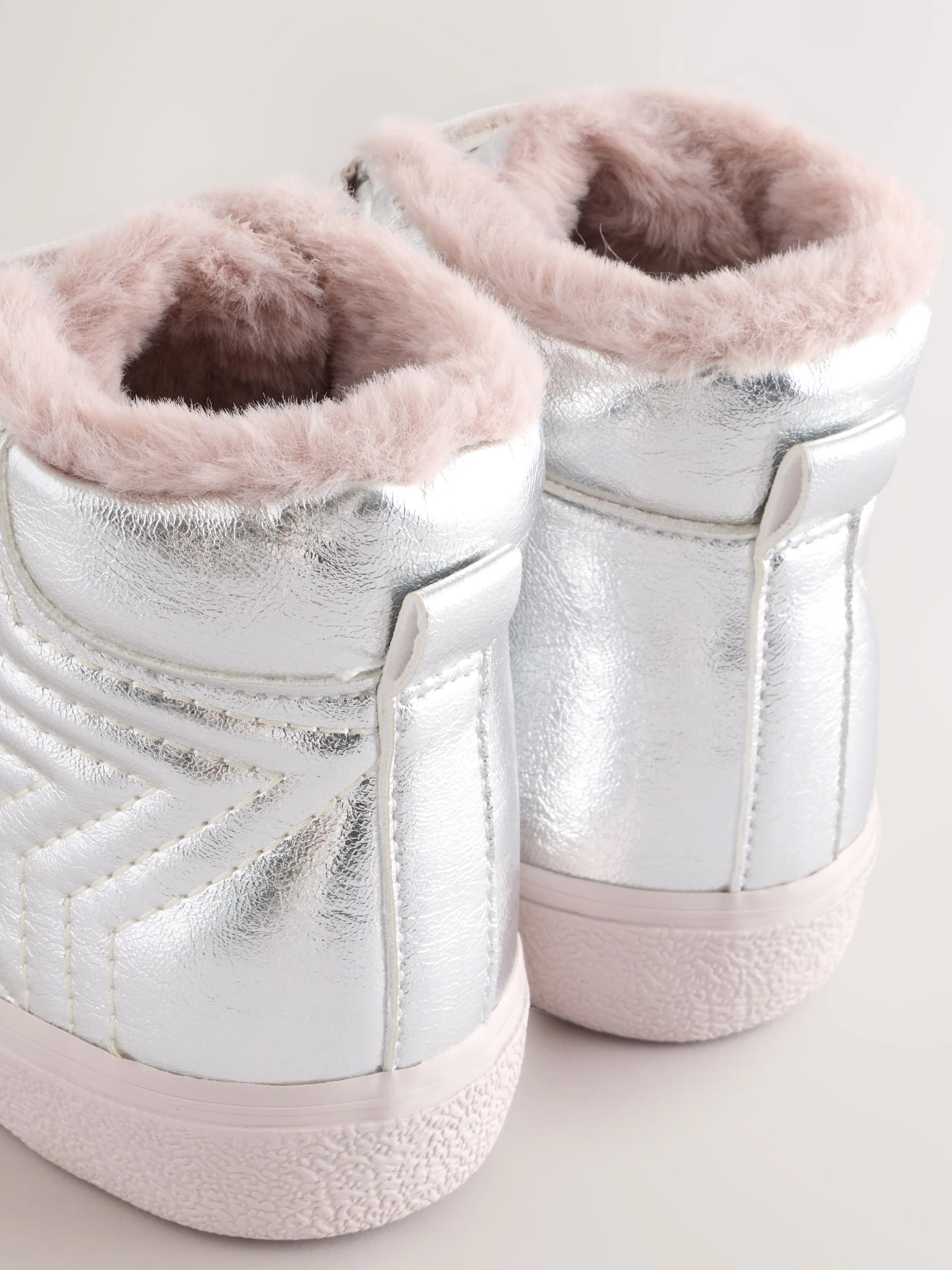 Zilver - Touch and Close Fastening High Top Trainers