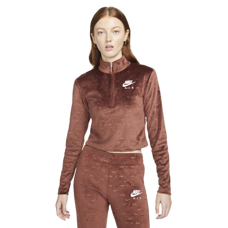 Nike air velour 1/4-zip long-sleeve top Orange