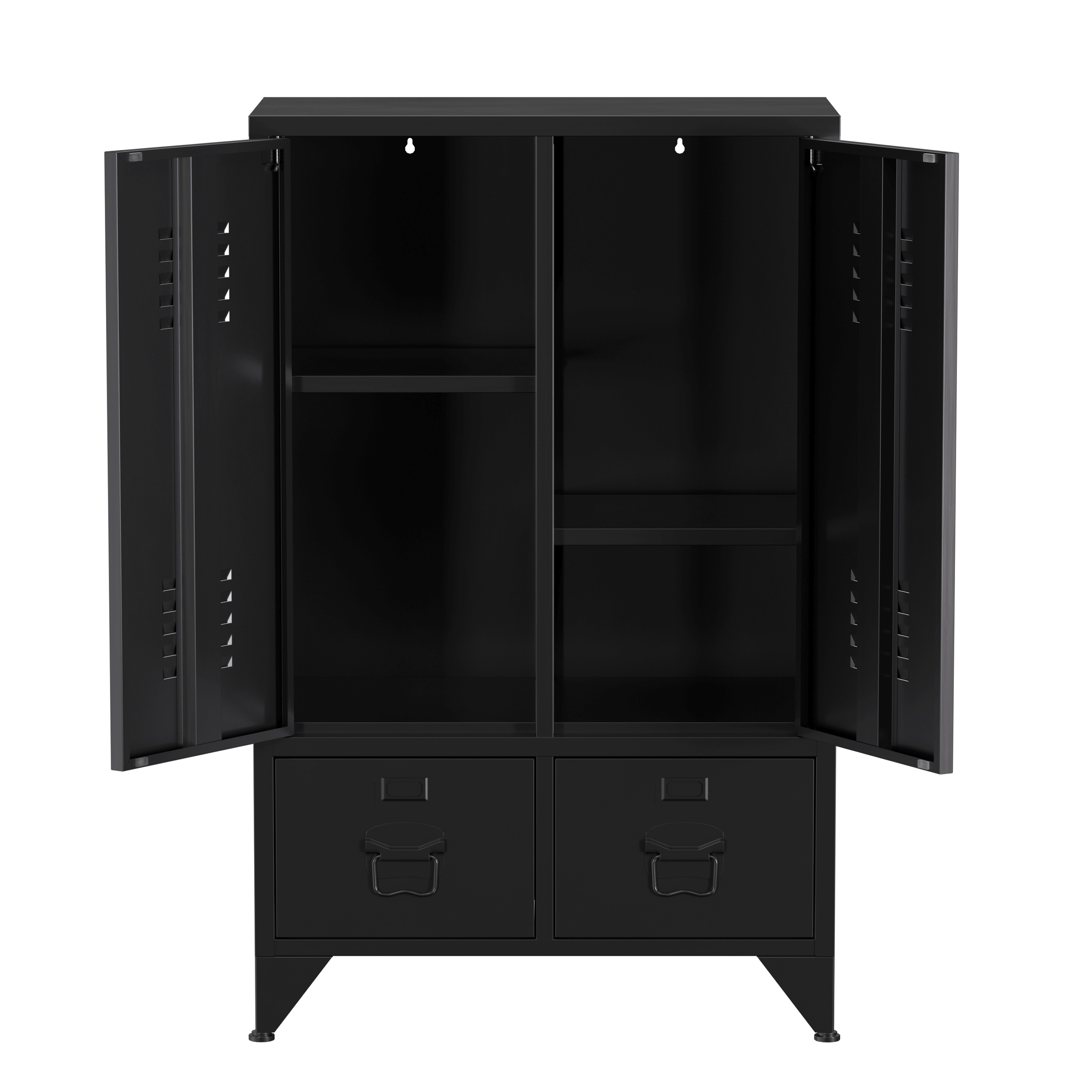 Kommode Metall ANTEY 2 Türen 2 Schubladen 67 x 107 cm schwarz
