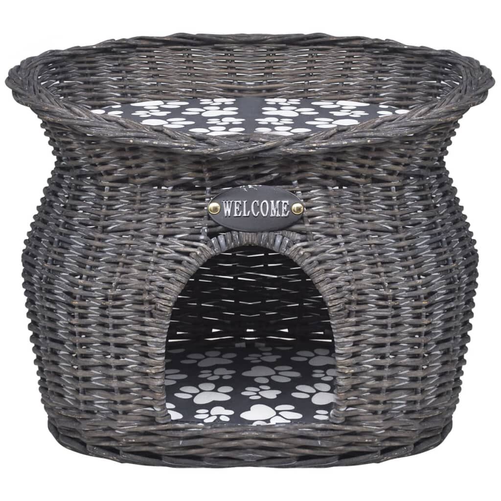 vidaXL Rieten Kattenbed en Krabpaal met Kussen