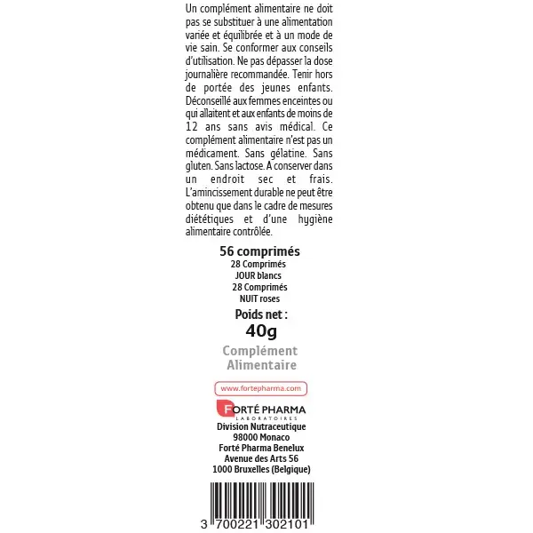 Forté Pharma Slimming 24 45+ Queimador de Gordura Dia e Noite Cromo 56 comprimidos