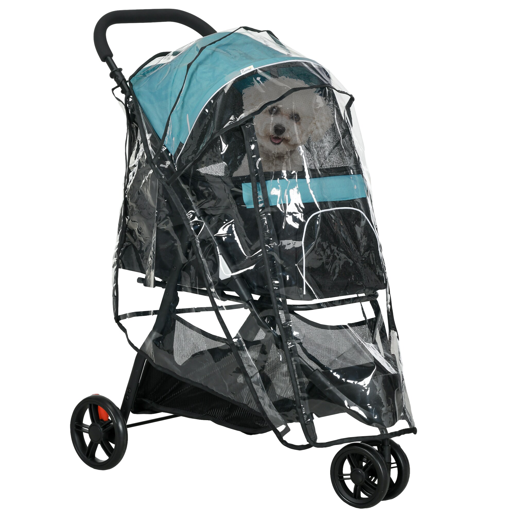 PawHut Hundebuggy mit Aufbewahrungskorb grün 80,5L x 51,5B x 100H cm