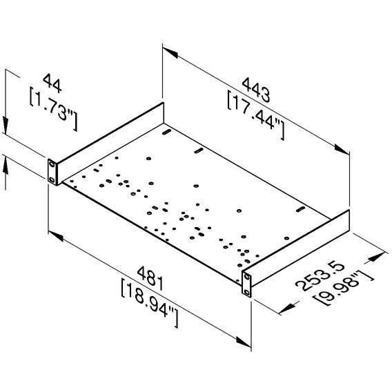 Penn Elcom R1191/1Uk inlegsteun met gaten voor apparatuur 1U zwart