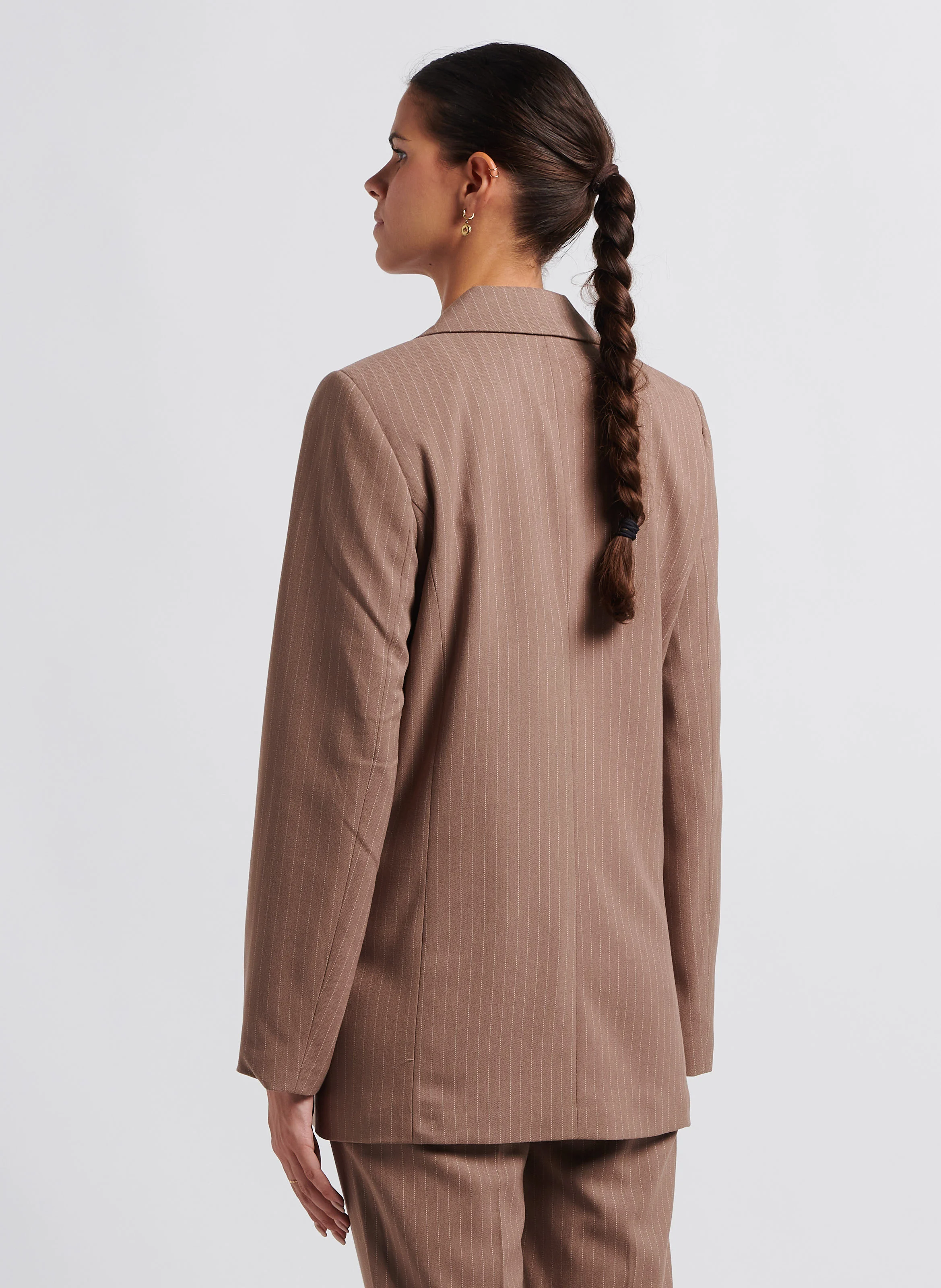 STRIKER - Veste de tailleur rayé droite | Marron