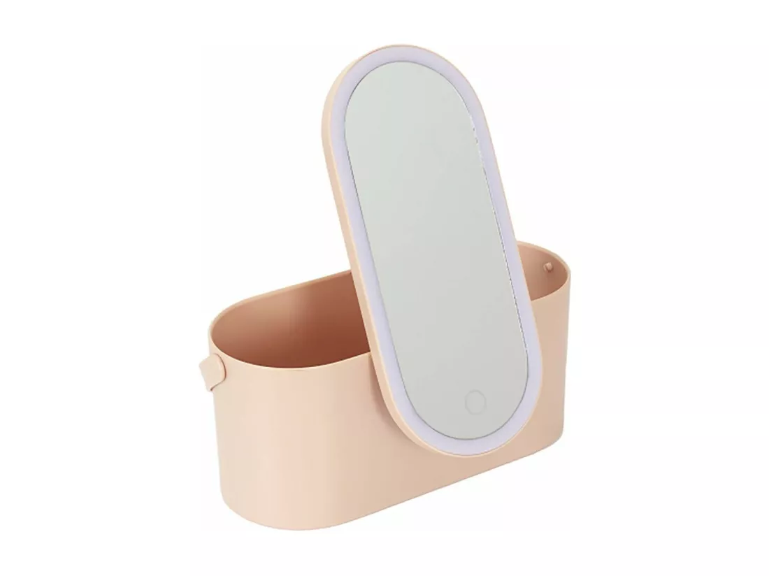 Miroir LED à poser avec rangement - L 23,3 cm x l 10,4 cm x H 11 cm