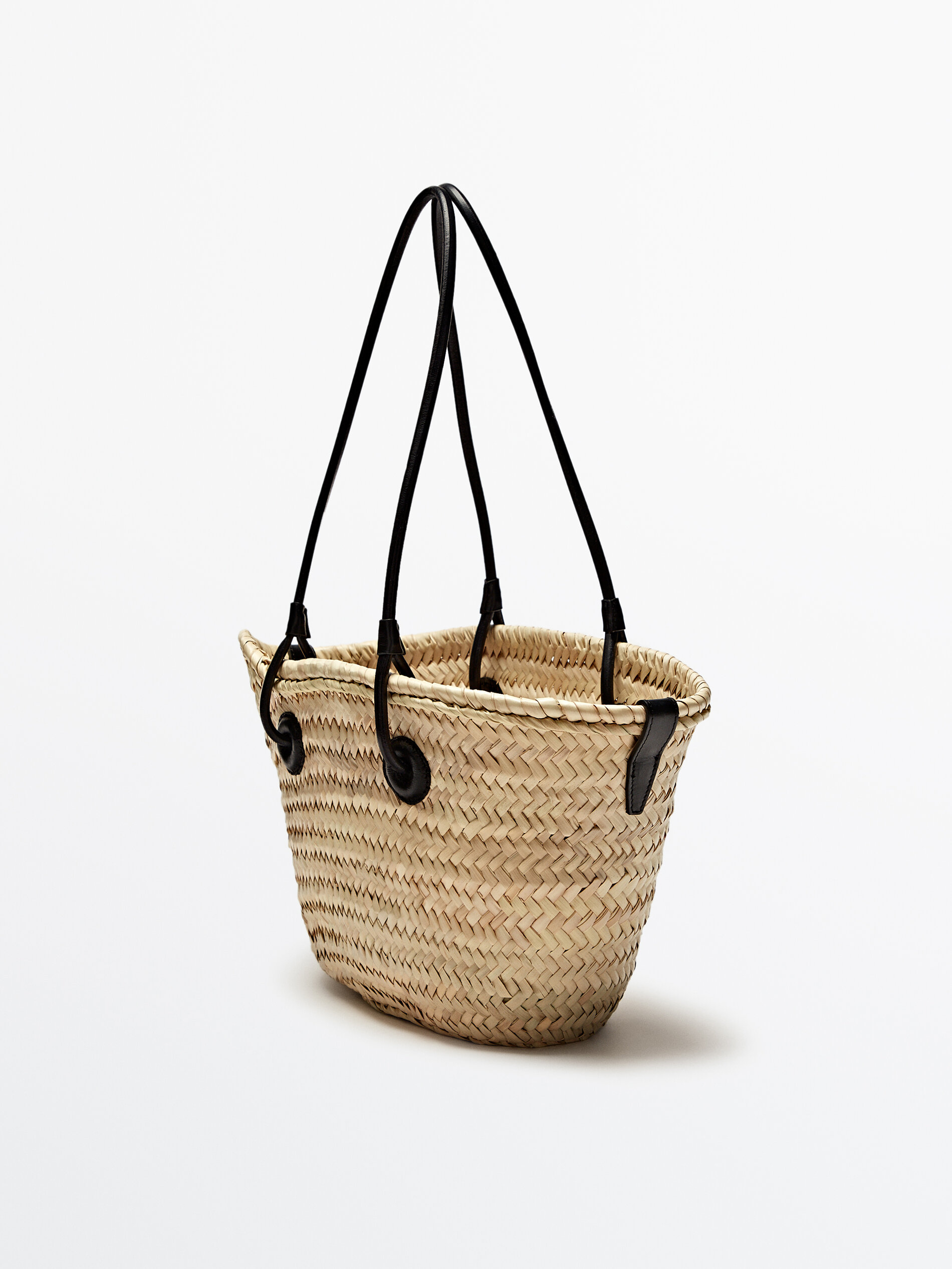 Bolsa de vime trançado + nécessaire removível - PRETA