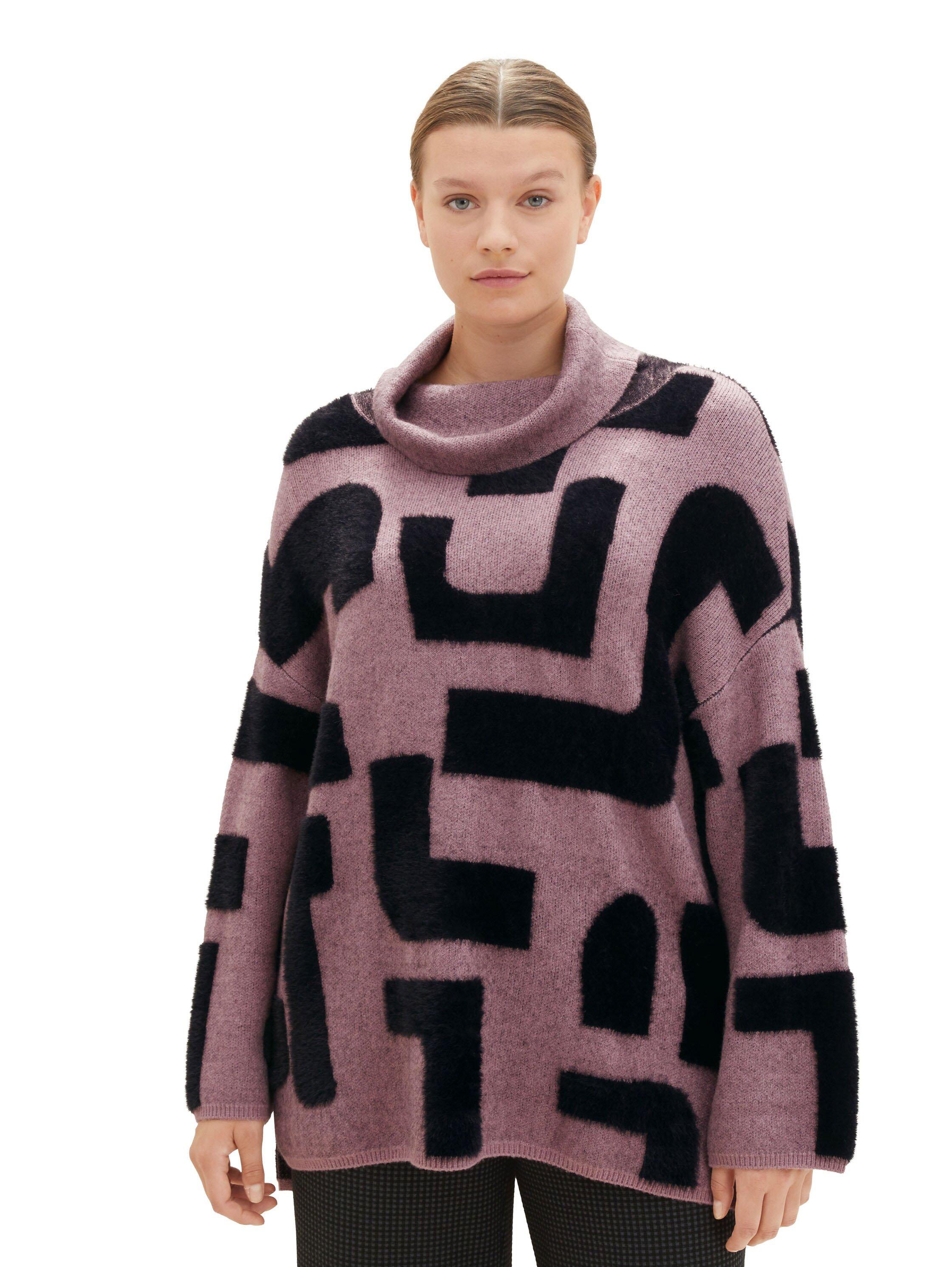 Rollkragenpullover mit grafischem Muster