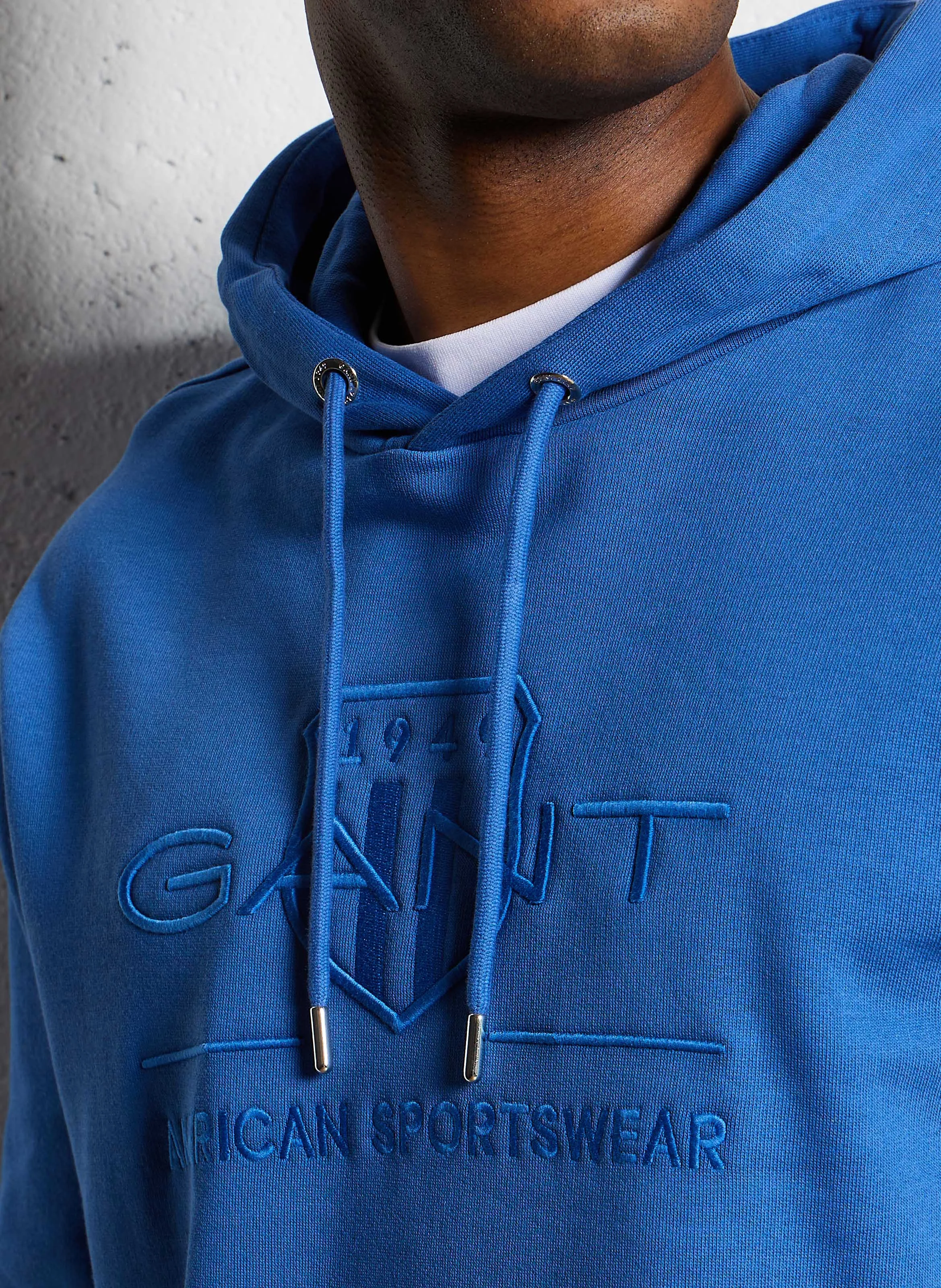 Sweat droit à capuche en coton mélangé | Bleu