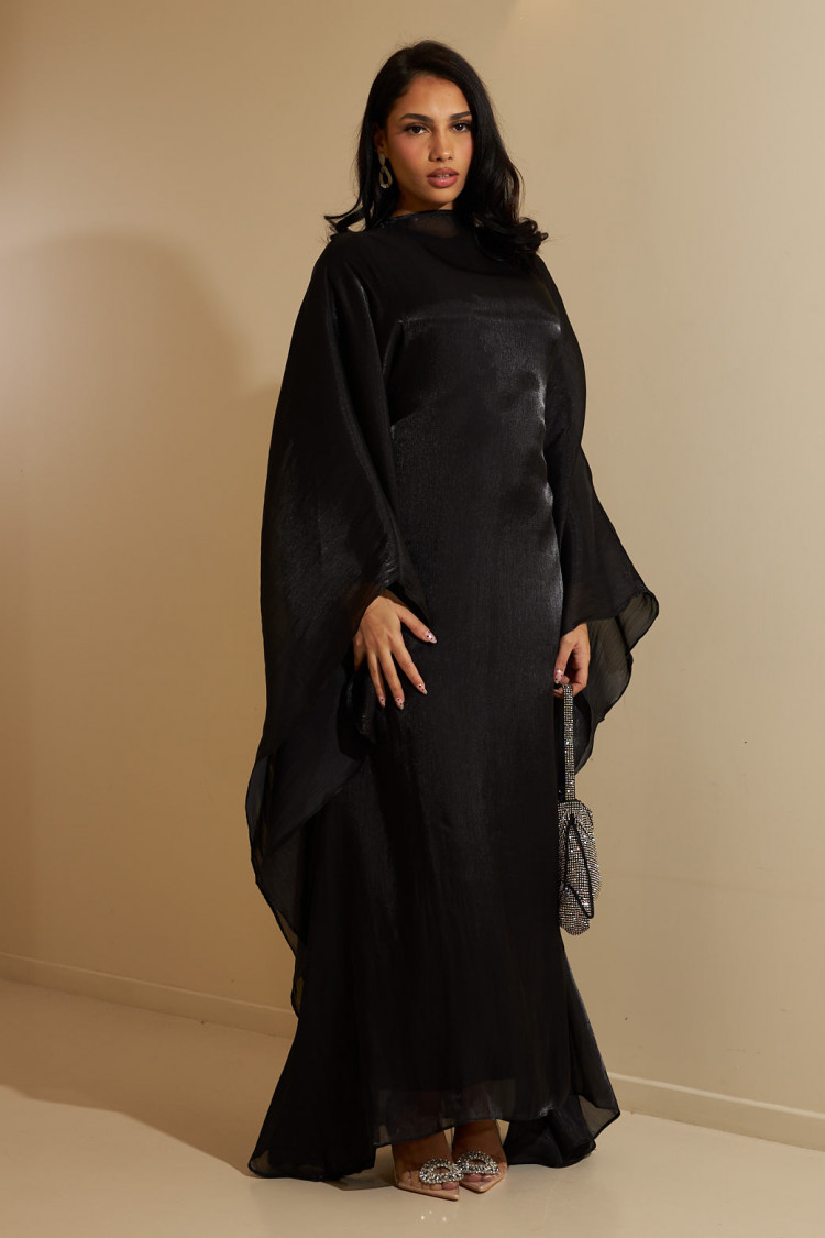 Ensemble 2 pièces robe + gilet à enfiler satiné noir