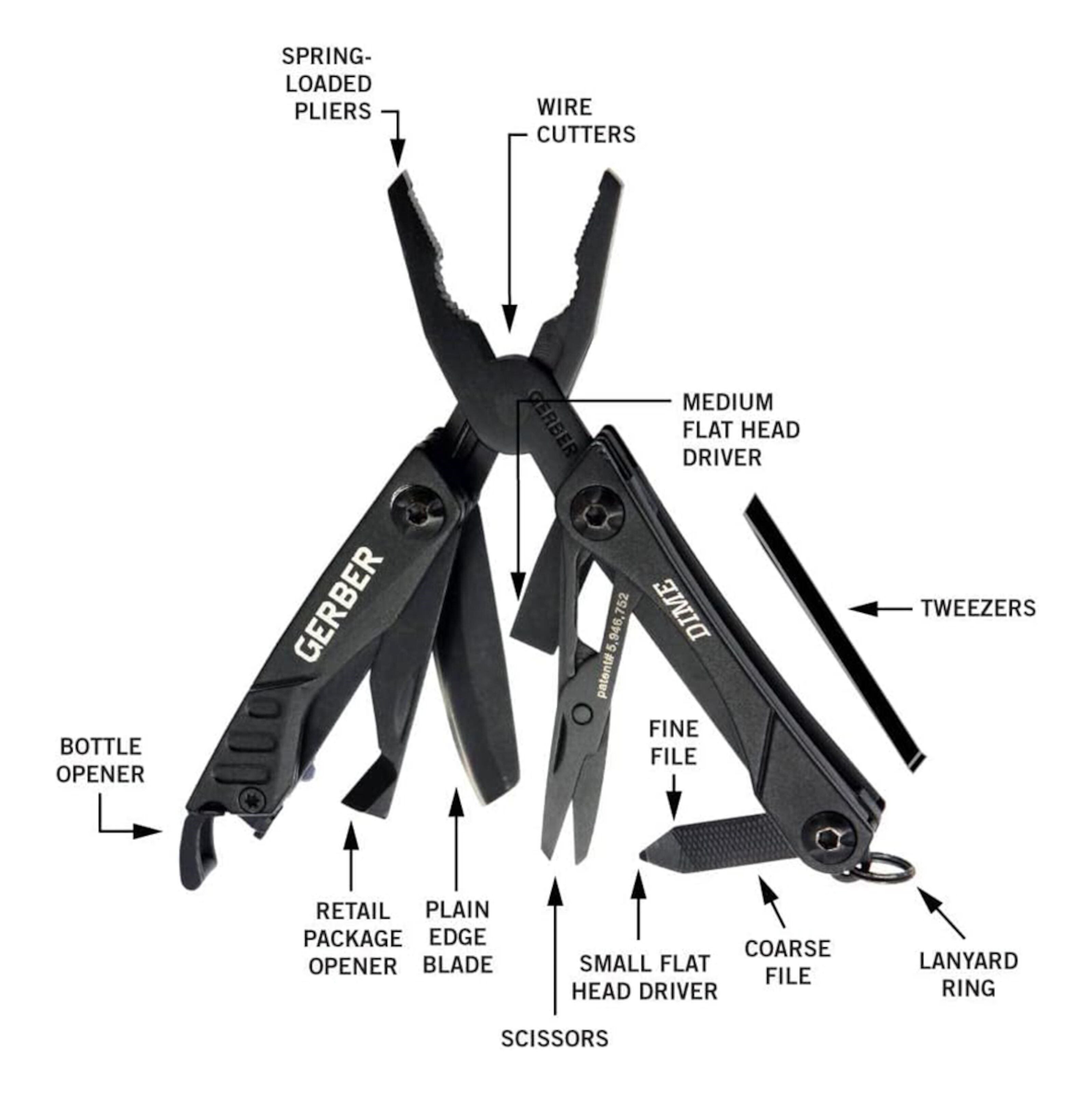 Gerber Dime Micro Multiverktøy 12 funksjoner