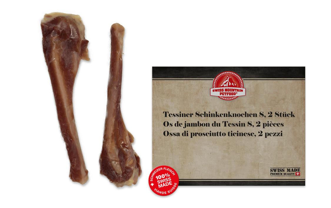 Tessiner Schinkenknochen S, 2 Stk. à 40 - 60 gSchinkenknochen für Hunde, aus Schweizer Fleisch