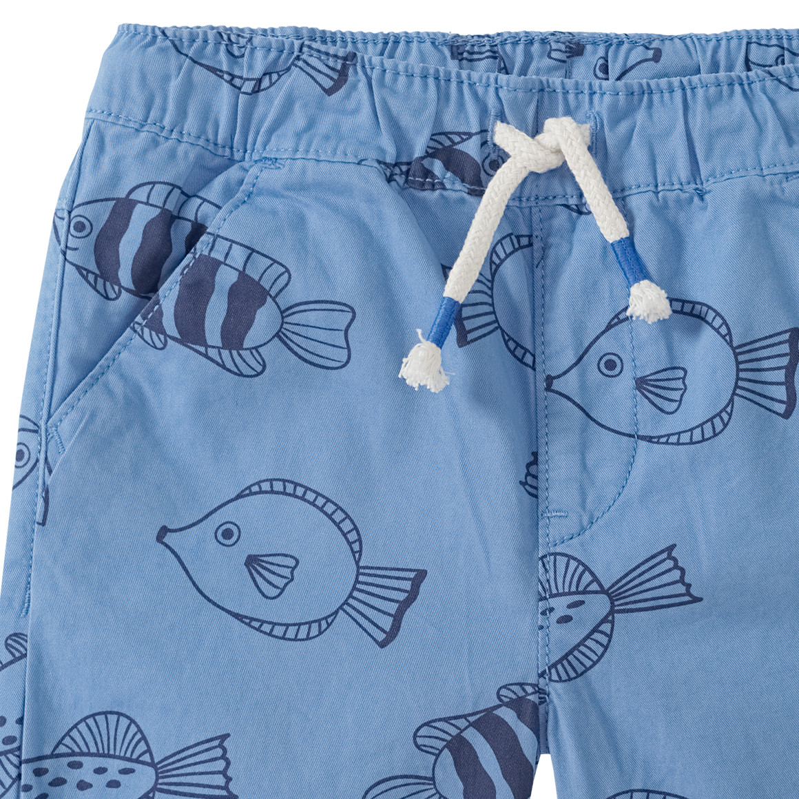 Topomini Baby Shorts mit Fisch-Allover blau
