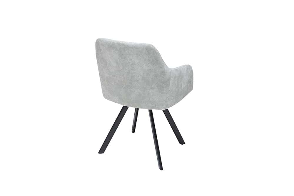 Retro Design Stuhl LUCCA stone grau Microfaser mit Armlehne Steppung gepolstert