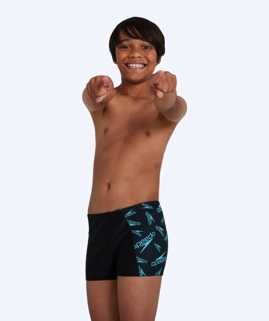 Speedo aquashorts til drenge - Boom Logo Allover Panel - Sort/blå