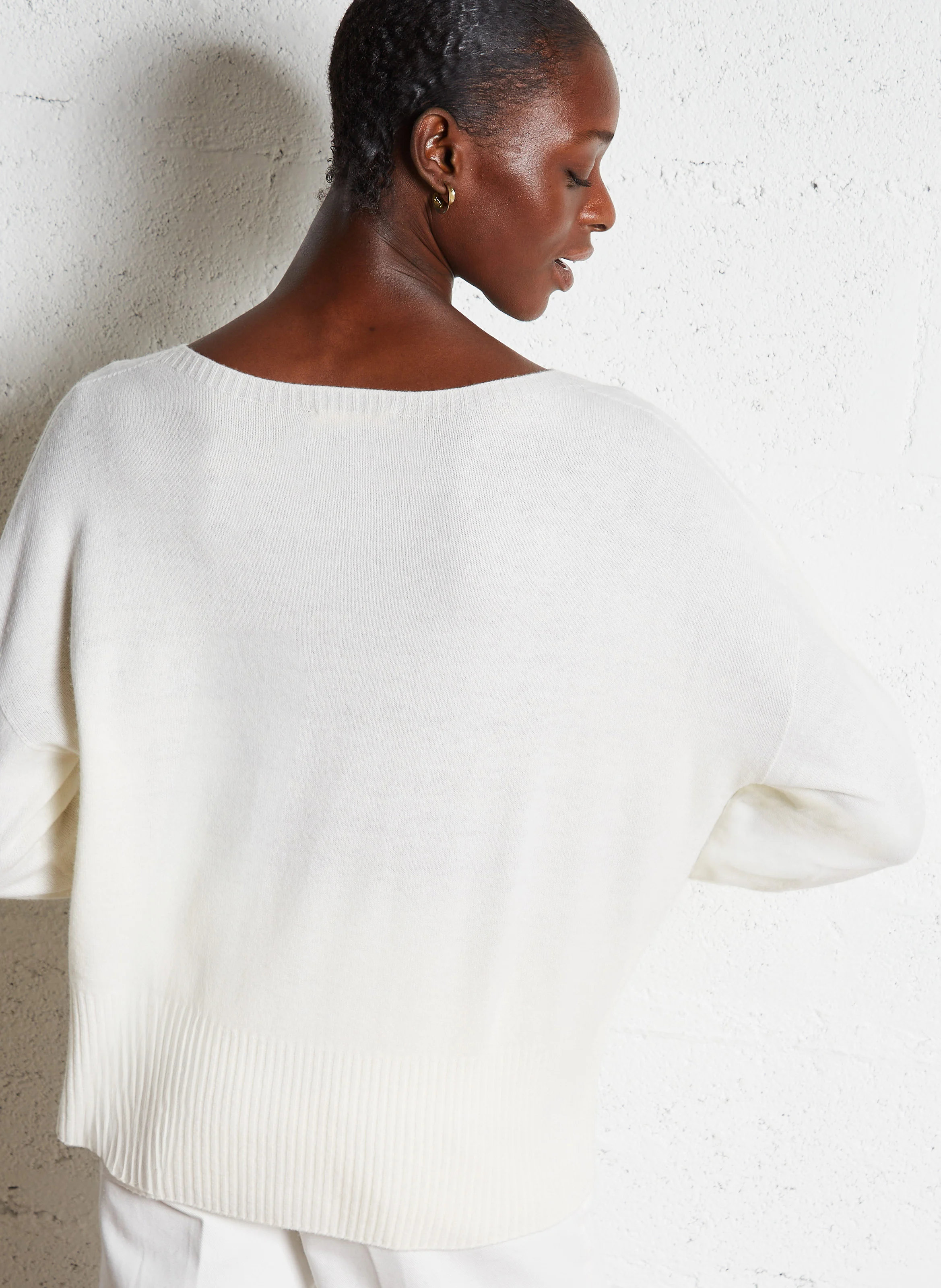 YSEULT - Pull ample col bateau en laine | Beige