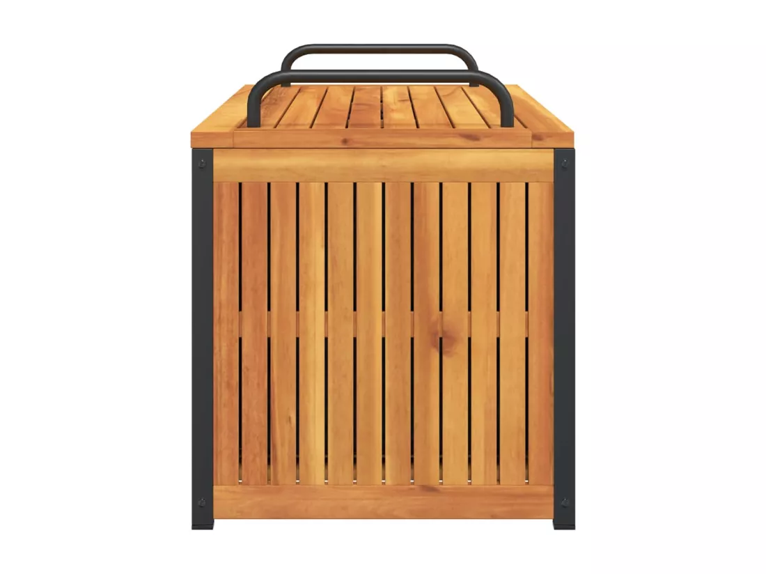 Boîte à coussins d'extérieur bois d'acacia solide et acier