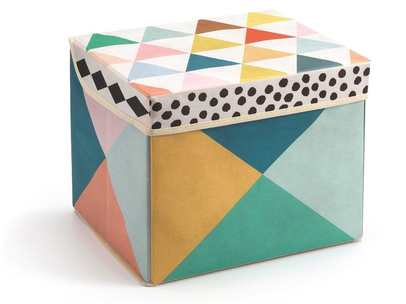 DJECO Spielzeugbox Geometrisch Zur Aufbewahrung von Spielzeug oder Kuscheltieren
