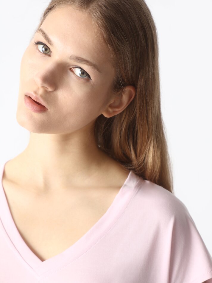 Camiseta fluida de manga curta - Rosa Pastel