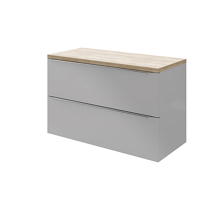 Meuble sous vasque à suspendre GoodHome Imandra gris 100 cm + plan de toilette Hartland 183 cm (à redécouper)