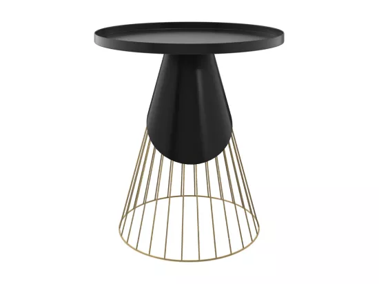 Table d'appoint ronde en métal noir et laiton D45 cm - Corry