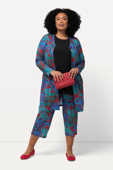 Jerseyjacke, Palmen, V-Ausschnitt, Langarm