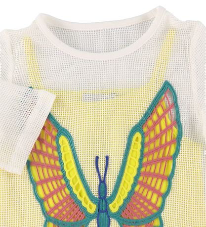 Stella McCartney Kids Kjole - H?klet - Hvid/Gul m. Sommerfugl